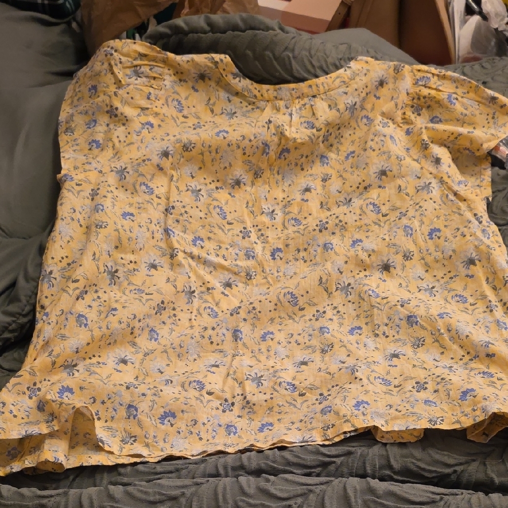 Lucky Brand Yellow and Blue Floral Blouse - Picture 6 of 7